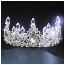 Bride Princess Crown Tiara Glowing Rhinestone LED Light Headwear Hair Accessory For Wedding Cosplay Party Hair Decor Jewelry