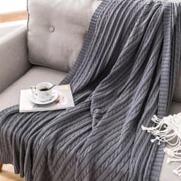 Battilo Cotton Knitted Throw Blanket Soft Cozy Cable Knit Sofa Throws Large Heavyweight Decorative Blanket for Twin Queen Bed