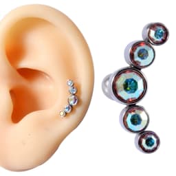 1PC Surgical Steel Five Opal Ear Tragus Cartilage Stud Helix Piercing Earrings Crystal Ear Lobe Piercing Barbell Jewelry