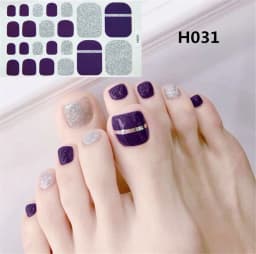 22Tips/Sheet Nail Sticker Adhesive Toenail Art Polish Tips French Glitter Sequins Nail Wraps Strips Easy Toenail Sticker