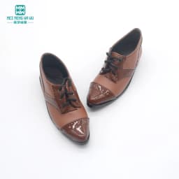 9-11cm Shoes for Doll Fits BJD Uncle Spherical Joint Doll Fashion Stitching Leather Shoes Black, Brown