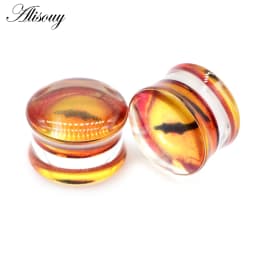 Alisouy 2pcs Wolf Fish Flower Feather Transparent Acrylic Ear Plugs Expanders Tunnels Strechers Earring Piercing Body Jewelry
