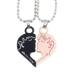 Couple Letter His Queen Her King Crown Matching Necklace Eternal Love Promise Pendant Necklace for Lover Jewelry Gift