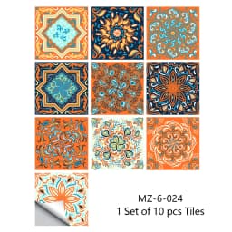 10/15/20cm Mandala Style Matte Surface Tile Sticker Peel & Stick Decoration Film For Tiles /Ground in Kitchen Wardrobe Wallpaper