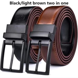 1Pcs Men's Leather Reversible Belt - Classic & Fashion Designs Two in One Belts With Rotated Buckle Ceinture Size 75-160cm