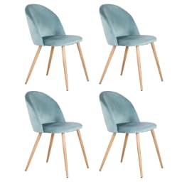 Set Of 4 / 6 Dining Chairs With Soft Velvet And Metal Feet Suitable for Kitchen Dining Room Living Room Lounge(Pink/Green/Blue))