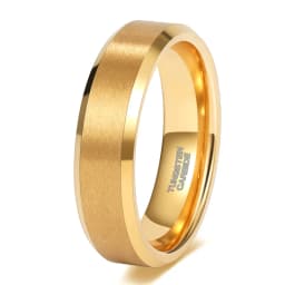 Tigrade Gold Plated Wedding Ring for Women 2/4/6/8mm Wide Brushed Tungsten Men's Ring Luxury Anniversary Jewelry for Couple Gift