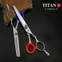 Titan Professional Hairdressing Scissors Set 5.5" & 6.0" Cutting and Thinning Scissors for Barbers and Salons