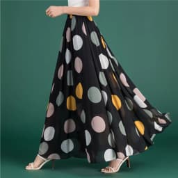 Female Summer Elegant Plus Size 4XL 5XL 6XL Fashion Polka Dot Black Chiffon Long Maxi Ladies Skirts for Womens