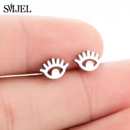 Multiple Black Stainless Steel Stud Earrings for Women Men Simple Volleyball Music Leaf Star Geometric Earings Jewelry Punk Gift