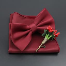 Mens Wedding Bow Tie Brooch Set Romantic Solid Color Silk Polyester Jacquard Woven Bowtie Lapel Pin Hanky Men Gifts Accessories