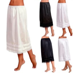 Women's Cotton Solid Lace Trim Maxi Half Slip Underskirt Slip Under Skirts