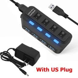 4 Ports USB 3.0 HUB 5Gbps High Speed Expander Multi USB Splitter Adapter with LED Lamp for PC Computer Laptop Accessories