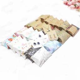12/50pcs Beautiful Flower Pattern Pillow Shape Paper & Kraft Wedding Candy & Birthday Gift Storage Box Size 20X55X80mm
