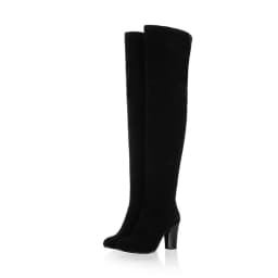 Super High Thick Heel Frosted Flock Plush Lining Women's Over-The-Knee Boots Super-Sized Side Zipper Slip-On Simple Long Boots