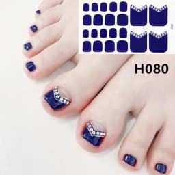 22Tips/Sheet Nail Sticker Adhesive Toenail Art Polish Tips French Glitter Sequins Nail Wraps Strips Easy Toenail Sticker