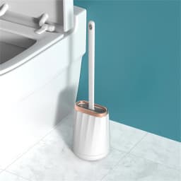 1 Set Light Luxury Toilet Brush Household Long-Handled TPR Brush Head No Dead Corners Durable Toilet Brush Bathroom Accessories