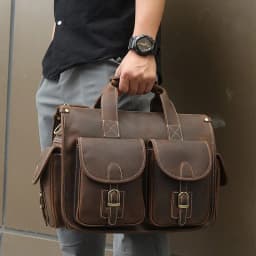 Vintage Mens Briefcase Genuine Cowhide Leather 15" PC Laptop Bag Crazy Horse Leather Business Messenger Bag Work Tote for man