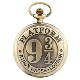 9 3/4 Pattern Retro Bronze Quartz Pocket Watch Anzlog Arabic Numerals Dial Slim Chain Pendant Necklace Gift for Women Men