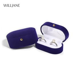 Wedding Ring Packaging Box Ear Studs Holder Velvet Engagement Couple Ring Box Valentine Gift Double Rings Storage Display Case