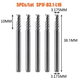 Dreanique 5pc/lot Single Flute Spiral End Mill CNC 3D Advertisement Engraving 1 Flute Bit for wood Acrylic Aluminum Plastics Cut