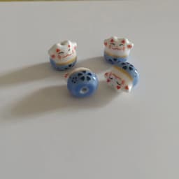 30pcs 13x14mm Hand Painted Lucky Cat Ceramic Beads Vertical Hole Loose Spacer Cute Animal Ceramics Bead For Jewelry Making DIY