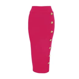 Spring New Women Bandage Skirts Elegant High Waist Midi Calf Gold Buttons Pencil Skirt High Street Office Lady Formal Clothing