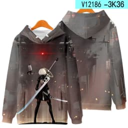 Game NieR Automata 2B YoRHa No. 2 Type B 9S YoRHa No. 9 Type S Cosplay Costume 3D Sweatshirt Men Zipper Hoodies Outwear Coat