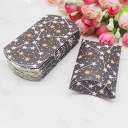 12/50pcs Beautiful Flower Pattern Pillow Shape Paper & Kraft Wedding Candy & Birthday Gift Storage Box Size 20X55X80mm