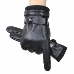 High-quality sheepskin touch screen gloves men's new corrugated wool knitted warm velvet motorcycle driving leather gloves