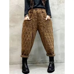 New Warm Harem Pants Casual Mom Plaid Trousers Snow Wear Cotton Thick Baggy Pant Elastic High Waist Sweatpants 2022 Winter