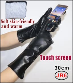 High-end Long Leather Gloves Women's,Leather Sleeve Arm Covers, Winter Warm Thick and Thin Driving Touch Screen Sheepskin Gloves