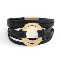 ALLYES Boho Genuine Leather Bracelets for Women Men Fashion Round Hollow Circles Charm Wrap Bracelet Bangle Female Jewelry Gifts