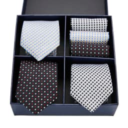 Gift box packing Silk Ties For Men Novelty Hanky Set 3 Styles Men's Tie Formal Red Cravat for Wedding Business Necktie