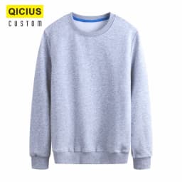 Men's Round Neck 100% Cotton Plus Velvet Long-Sleeved Sweater Custom Printed Embroidery Logo Casual Solid Color Warm Sweater 3xl