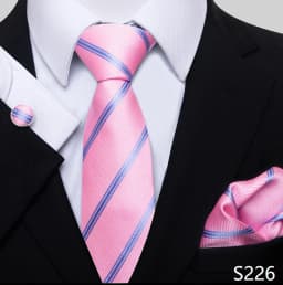 Newest Style Holiday Present 100% Silk Tie Pocket Squares Cufflink Set Necktie Men Dark Blue Wedding Accessories Office Cravat