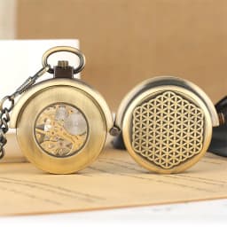Steampunk Bronze Mechanical Pocket Watch Retro Creative Rotating Cover Roman Numeral Display Manual Mechanism Pendant Male Clock
