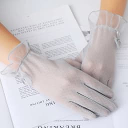 Sexy Summer Women UV Sunscreen Short Sun Screen Pearl Flowers Gloves Thin Ice Silk Lace Touch Screen Viscose Driving Gloves J53