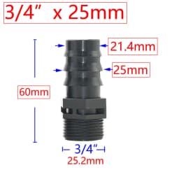 4Pcs 1/2" 3/4" 1" Male Female Thread Connector To Barb 8mm 16mm 20mm 25mm 32mm PE Hose Adapter Garden Irrigation Watering System