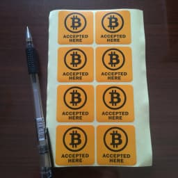 24pcs 4x4cm BITCOIN ACCEPTED HERE Self-adhesive Cyptocurrency Label Sticker for Shop Promotion Art Paper with Matte Lamination