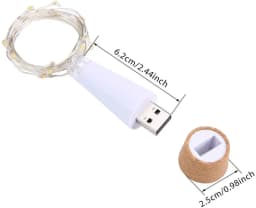 2m 20 LED Cork Bottle Fairy Light USB Rechargeable Indoor Decoration String Lamp for Bar Bedroom Home Party Wedding Christmas