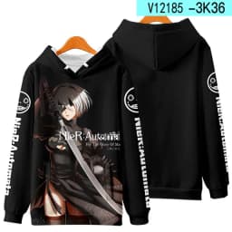 Game NieR Automata 2B YoRHa No. 2 Type B 9S YoRHa No. 9 Type S Cosplay Costume 3D Sweatshirt Men Zipper Hoodies Outwear Coat