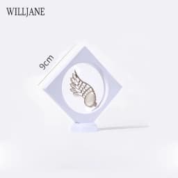 Gem Stones Ring Display Holder Transparent PE Film Jewelry Presentation Box Bracelet Pendant Frame Dustproof Stand 3D Suspension