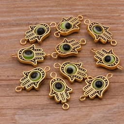 10PCS 13*22mm Fatima Hamsa Hand 10 Color Evil Eye Spacer Bead Connector For DIY Bracelets Necklace Jewelry Handmade Making