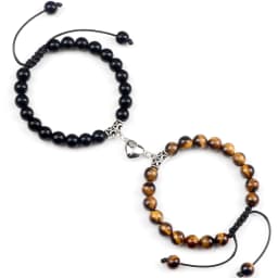 Hot Couple Distance Bracelets 2pcs/set Natural Stone Beads Braided Bracelet Lovers Heart Magnet Adjustable Bangle Friend Jewelry