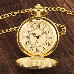 Roman Numerals Display Dial Exquisite Black/Silver/Bronze/Gold Quartz Pocket Watches Men Retro Pendant Clock with Pocket Chain