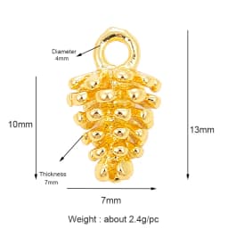 Pine Cone Lotus Coconut Tree Sun Flower Ginkgo Leaf 18K Gold Charm,Bracelet Earring Attachment Jewelry Components Findings L44