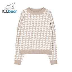 ICEbear Fall women's plaid sweater high-quality fashion women's clothing 2024 new BJ-5