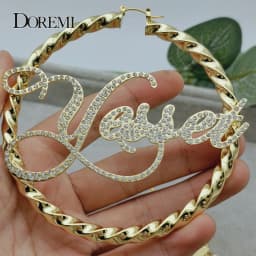 DOREMI 30/50/70/90MM Custom Name Earrings Big Hoops Earrings Stainless Hip Hop Style Earrings Custom Earrings for Women Gift