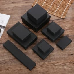 12pcs Cardboard Jewelry Set Box for Ring Necklace Rectangle Tan Black 5X5X3cm 7x9x3cm 9x9x3cm Travel Jewelry Organizer Case
